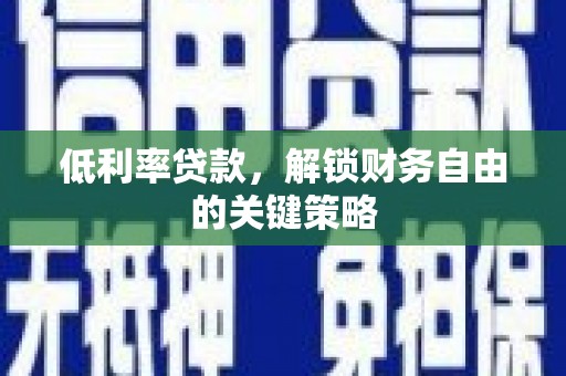 丽江低利率贷款，解锁财务自由的关键策略