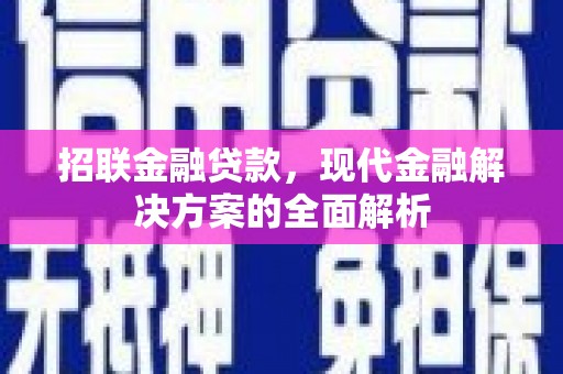 丽江招联金融贷款，现代金融解决方案的全面解析