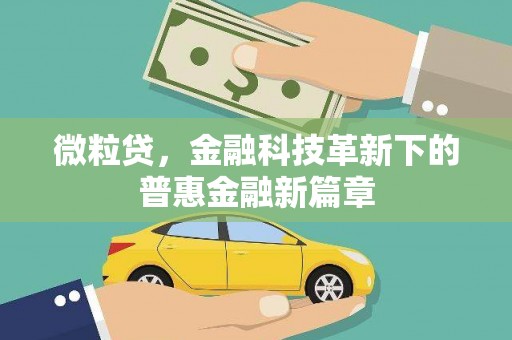 丽江微粒贷，金融科技革新下的普惠金融新篇章